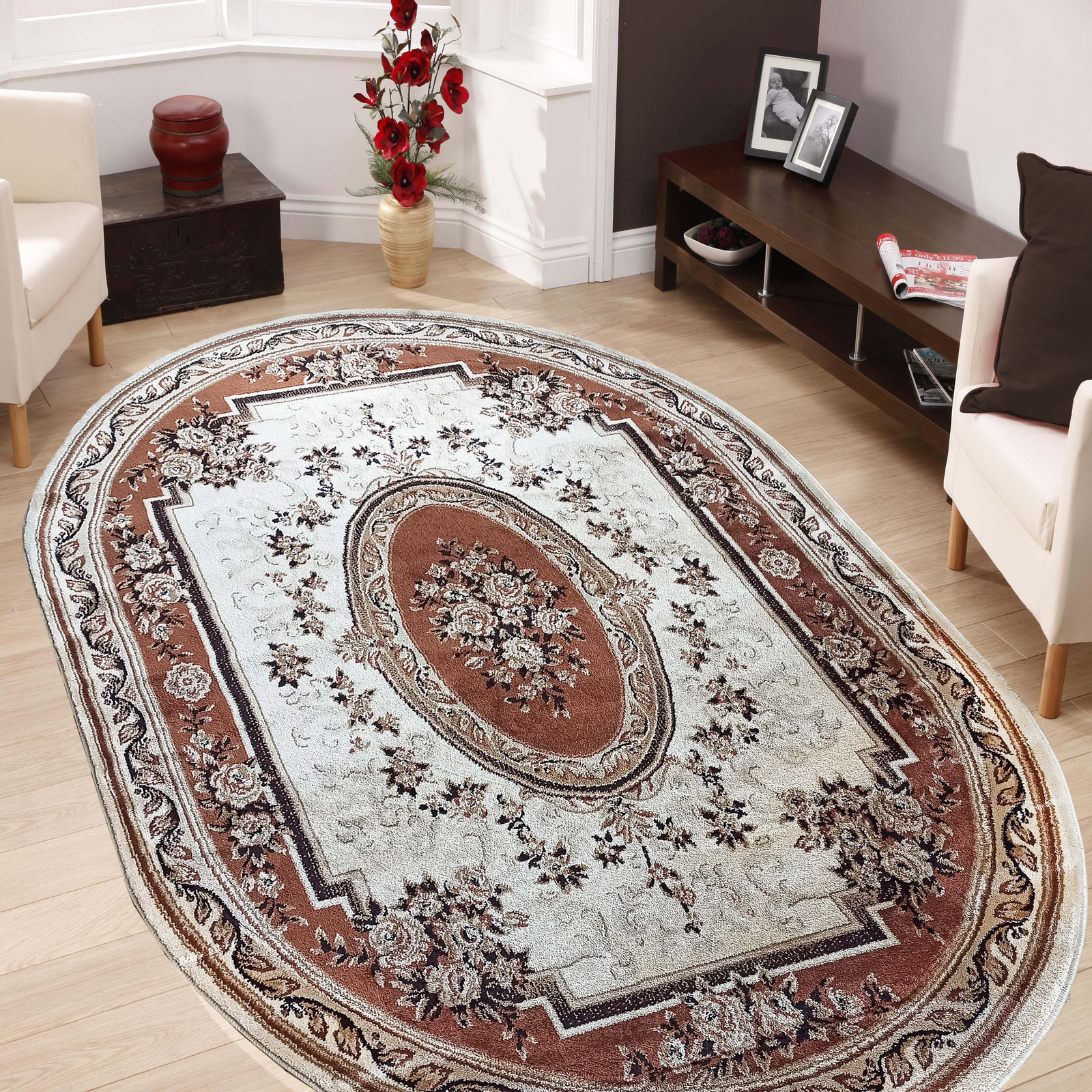 Dywan ekskluzywny brązowy Kashmir New 04 owalny