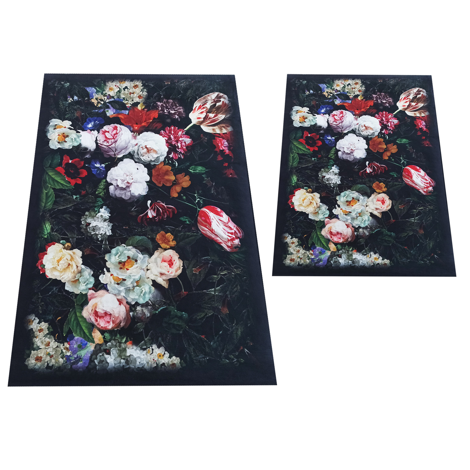 Komplet łazienkowy antypoślizgowy Heos New 119 - w kwiaty- bez frędzli