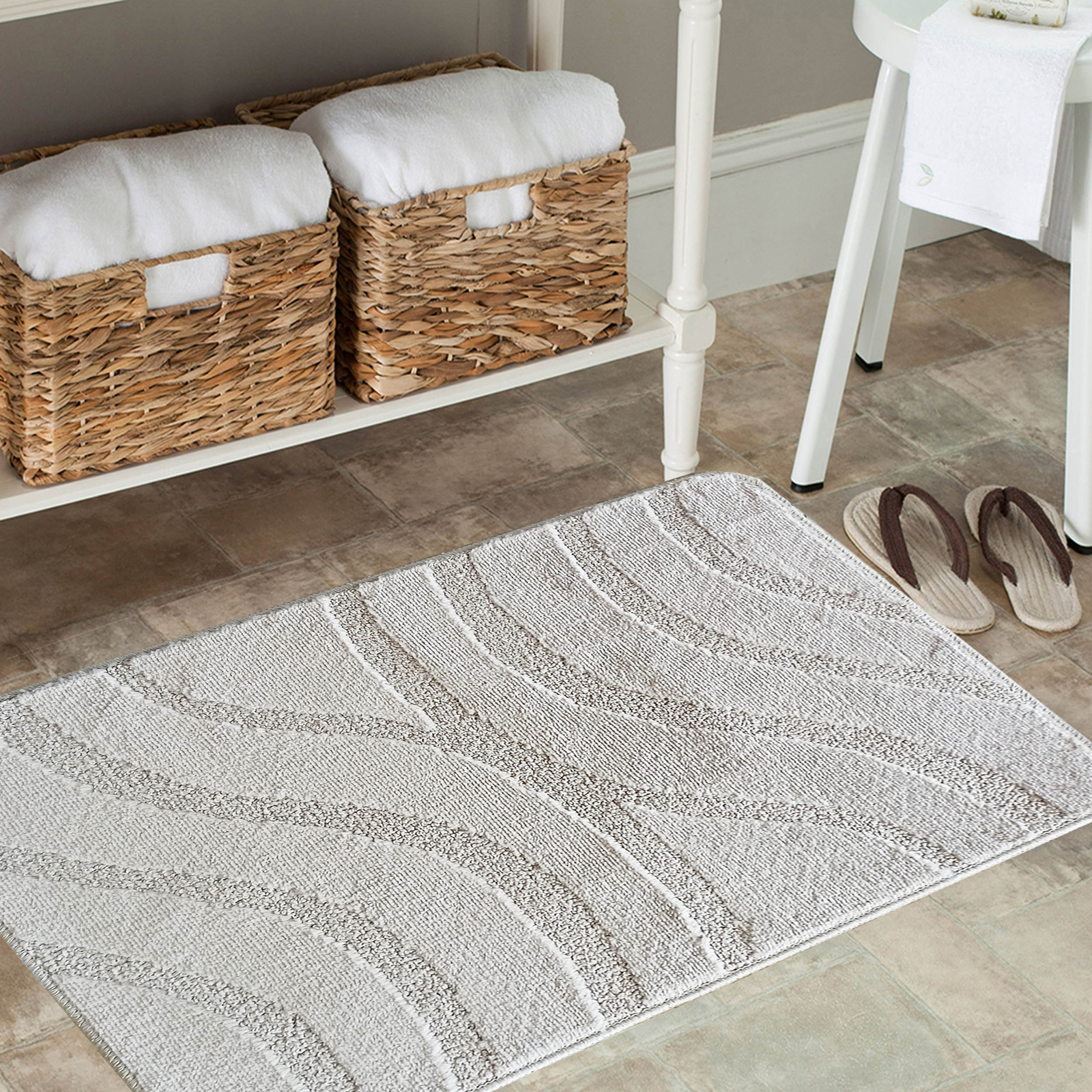 Komplet łazienkowy z wycięciem pod toaletę Montenegro Fale - popielaty