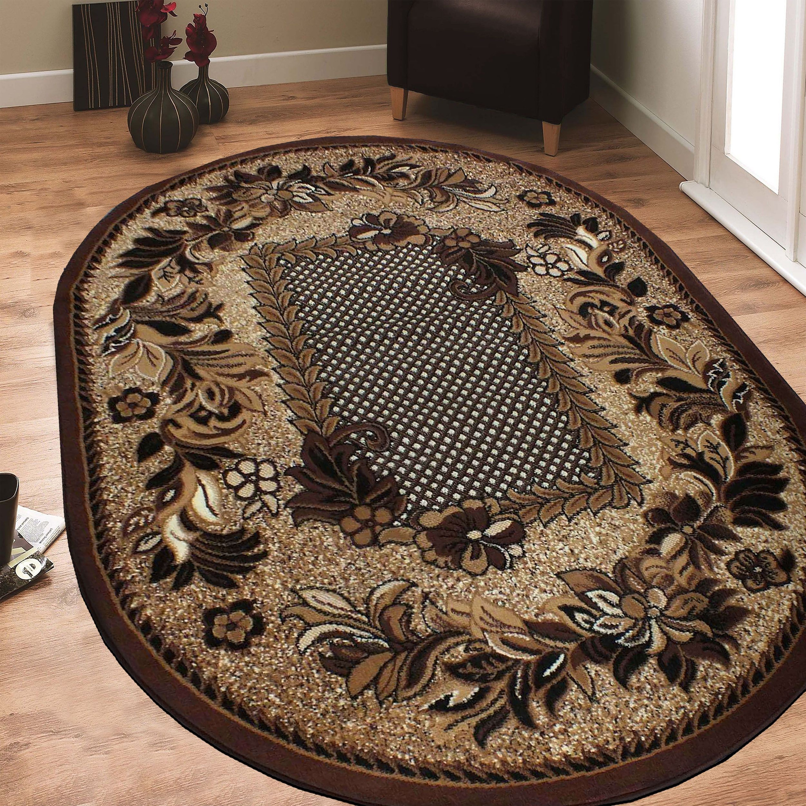 Dywan klasyczny owalny BCF Anto 01 - brązowy