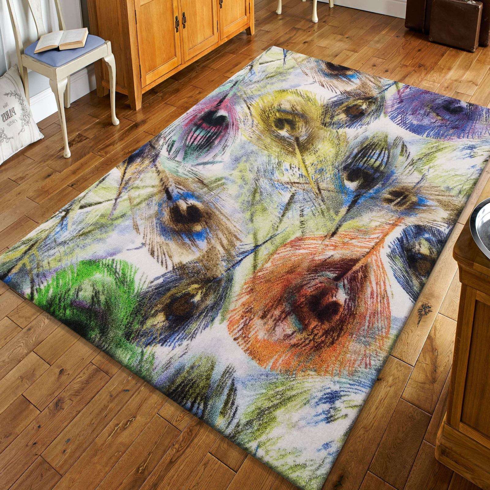 Dywan nowoczesny Argentum 03 wielokolorowy - pawie piórka