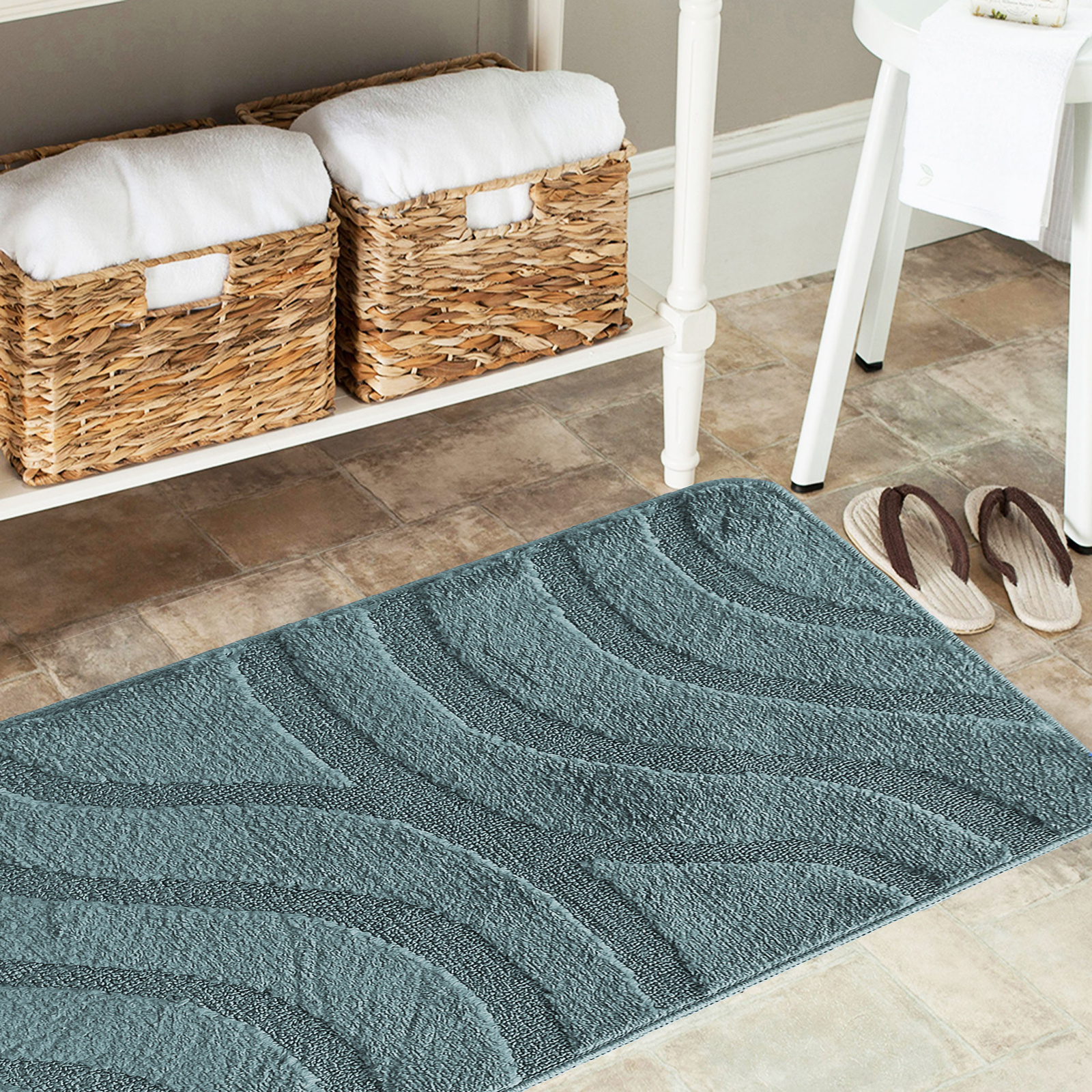 Komplet łazienkowy z wycięciem pod toaletę Montenegro Fale - Pers blue