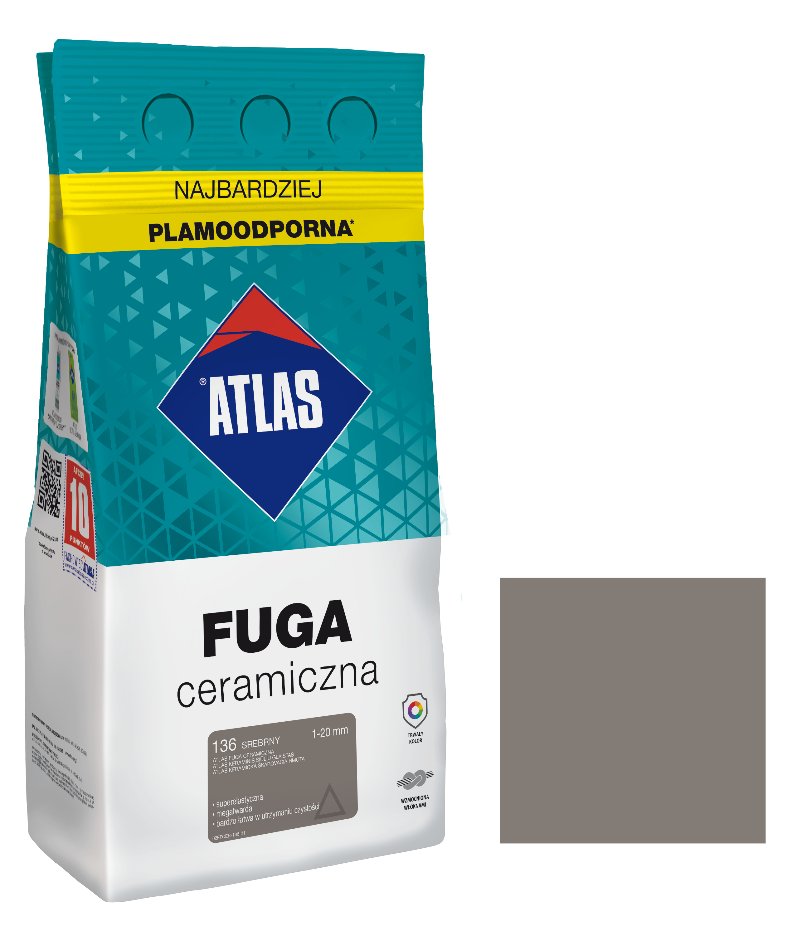 ATLAS FUGA CERAMICZNA 1-20MM 136 SREBRNA 5KG