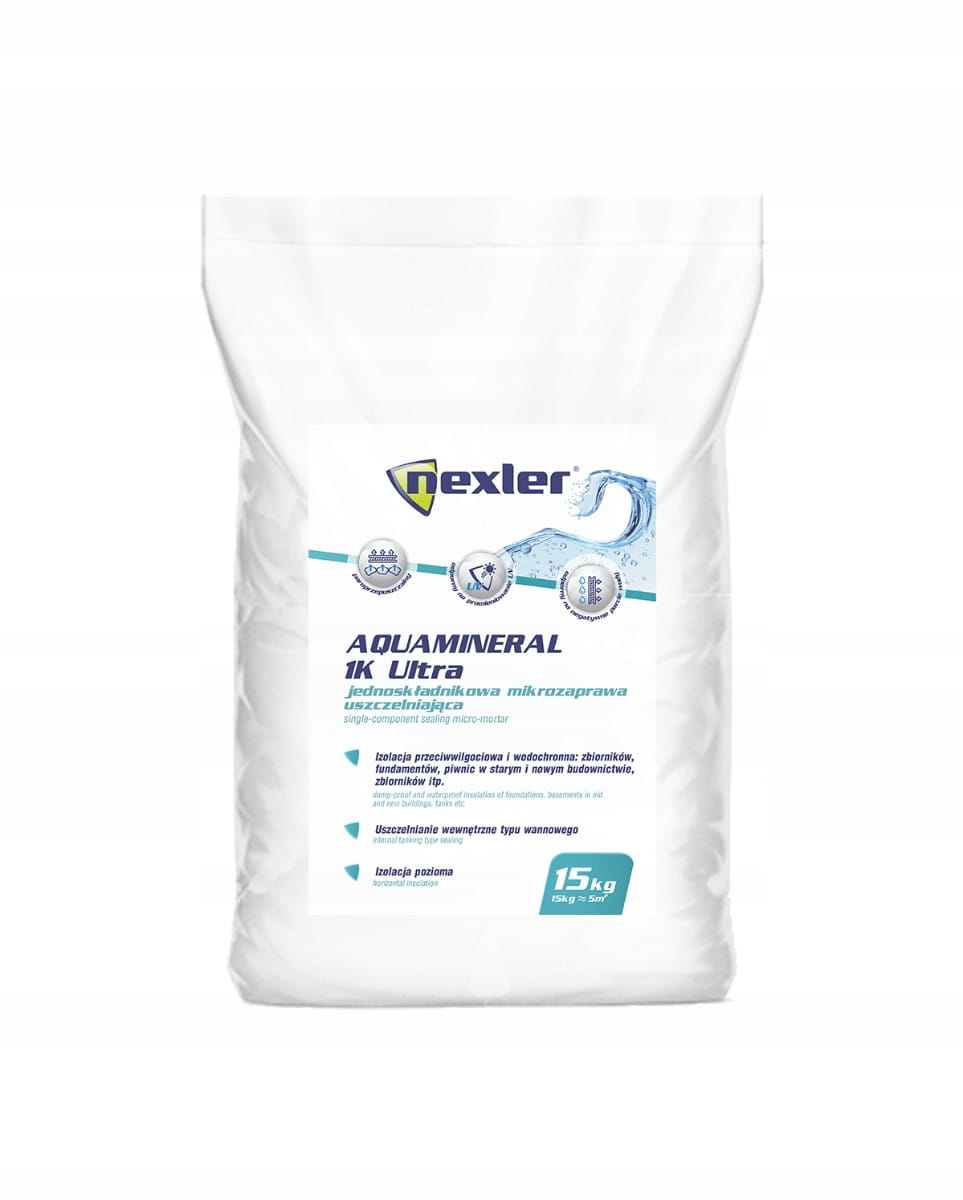 NEXLER AQUAMINERAL 1K ULTRA 15KG JEDNOSKŁADNIKOWA ZAPRAWA USZCZELNIAJĄCA