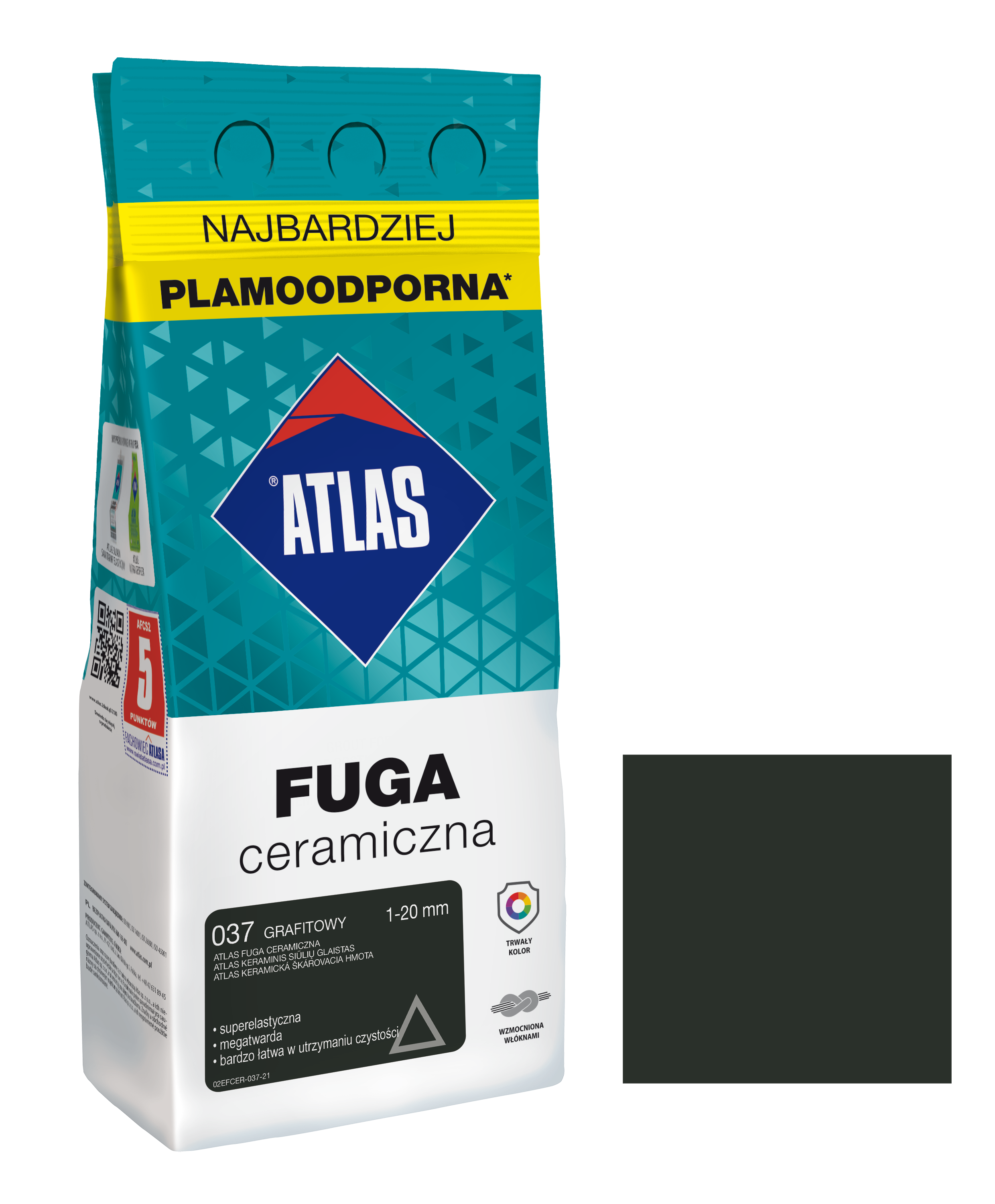 ATLAS FUGA CERAMICZNA 1-20MM 037 GRAFITOWA 2KG