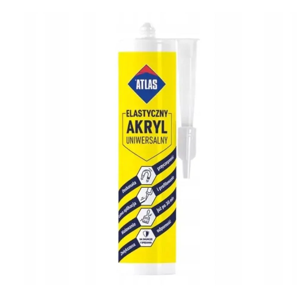 ATLAS AKRYL USZCZELNIACZ ELASTYCZNY UNIWERSALNY 280ML BIAŁY