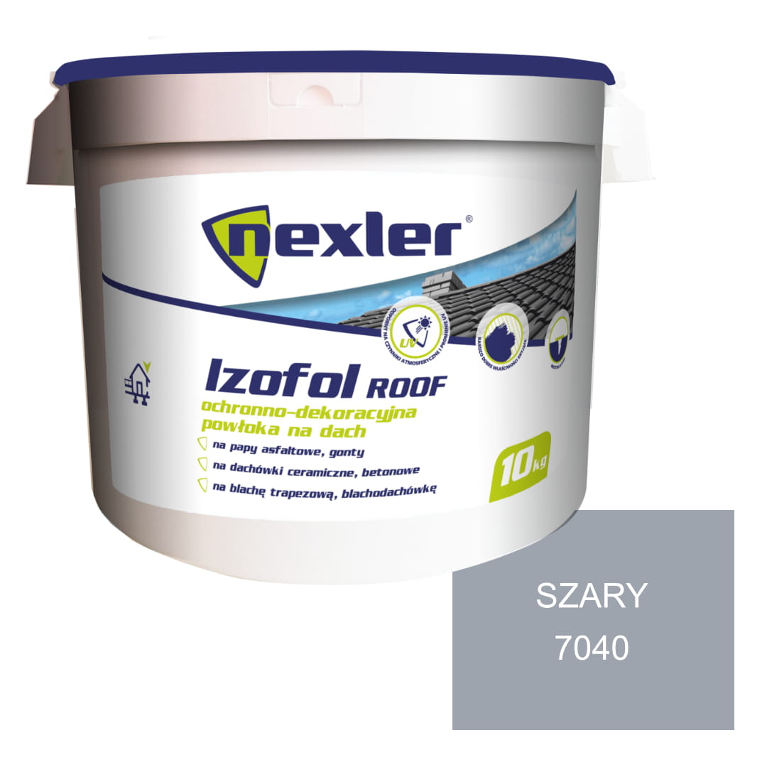 NEXLER IZOFOL ROOF SZARA RAL7040 ELASTYCZNA 10KG PLUS GRATIS CHLAPACZ