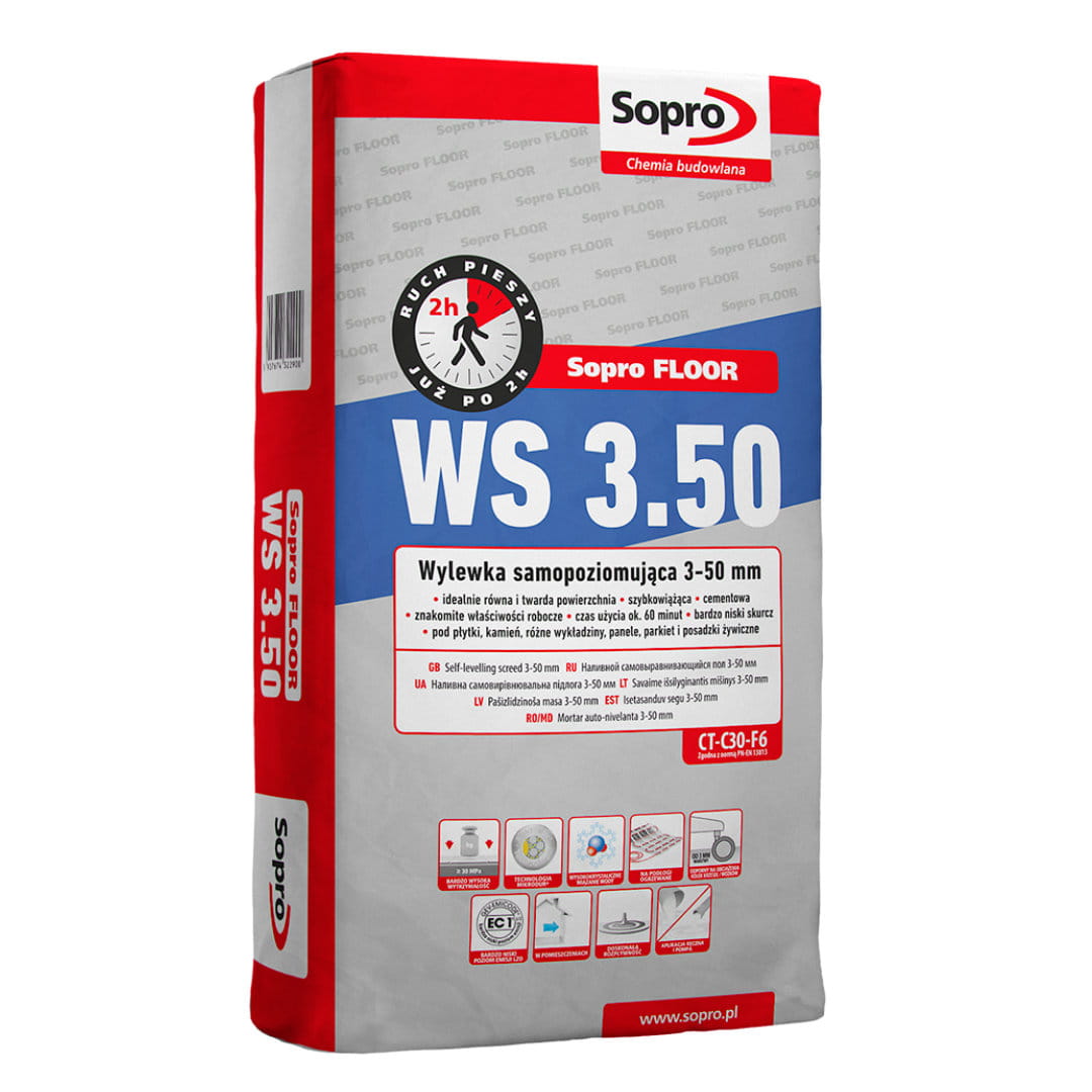 SOPRO WS 3.50 25KG CEMENTOWA WYLEWKA SAMOPOZIOMUJĄ