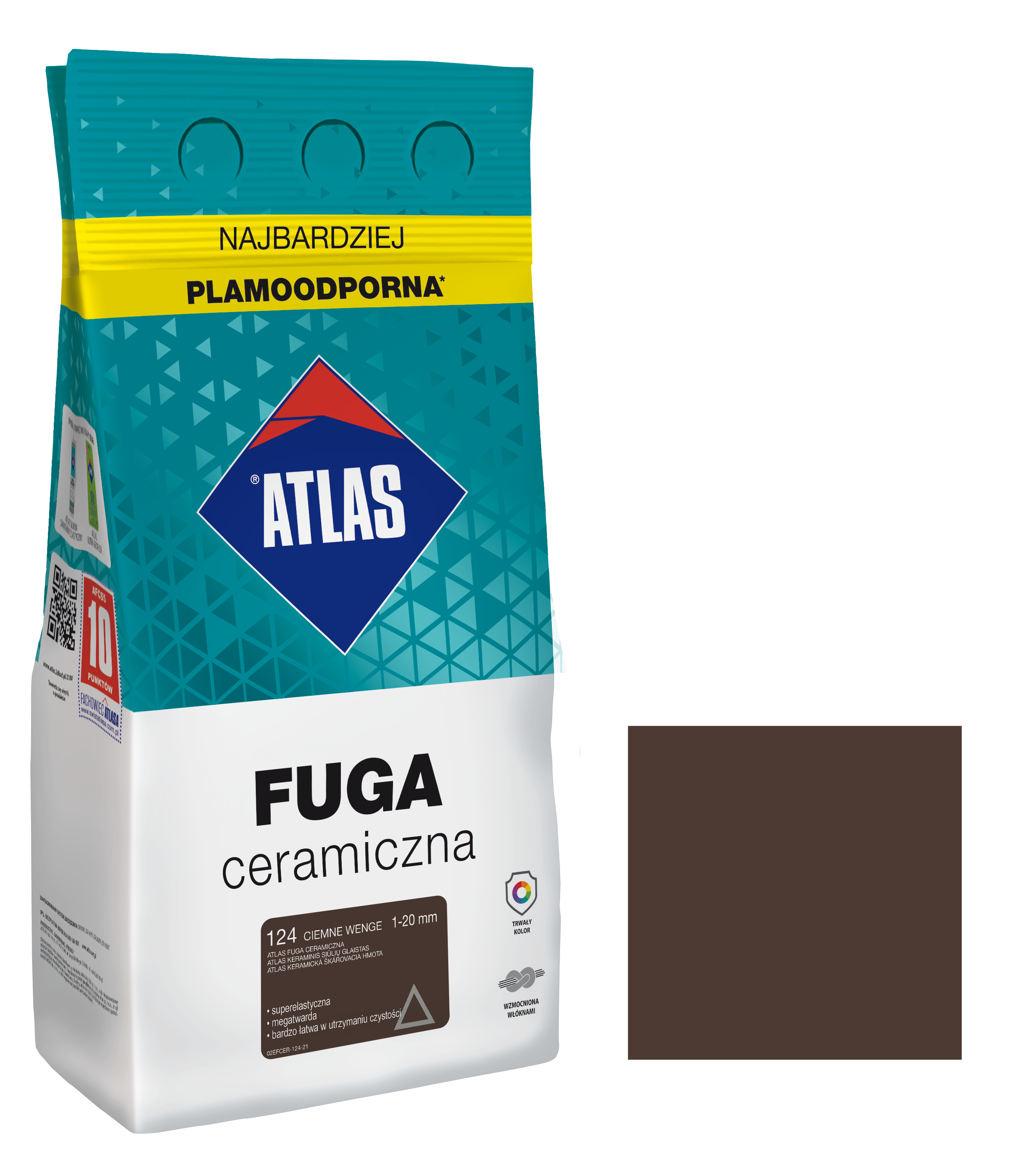 ATLAS FUGA CERAMICZNA 1-20MM 124 CIEMNE WENGE 5KG