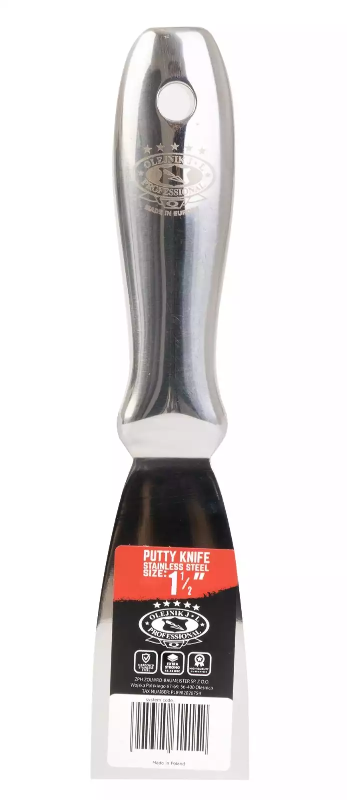 OLEJNIK SZPACHLA SZPACHELKA JEDNOCZĘŚCIOWA MALARSKA DO GIPSU 1,5" 38MM