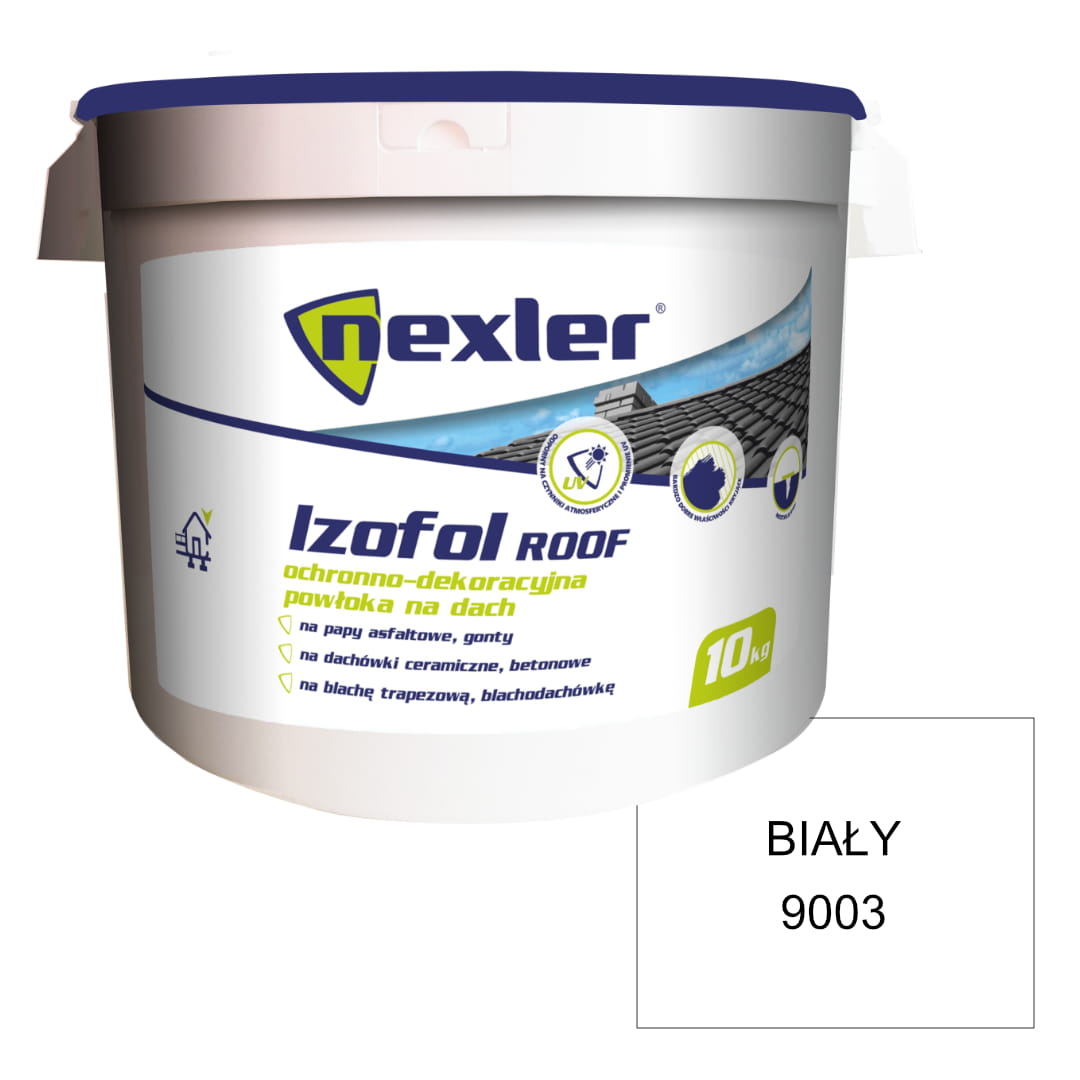 NEXLER IZOFOL ROOF BIAŁA RAL9003 ELASTYCZNA 10KG PLUS GRATIS CHLAPACZ
