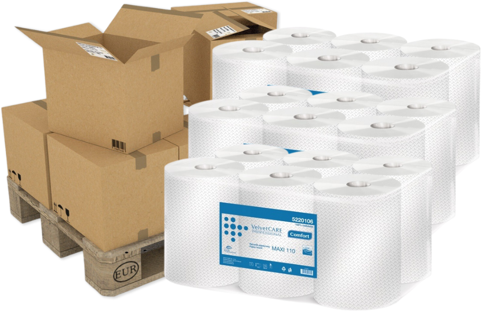 240x Ręcznik papierowy VelvetCARE Professional Maxi, 2-warstwowy, 110m, w roli, biały