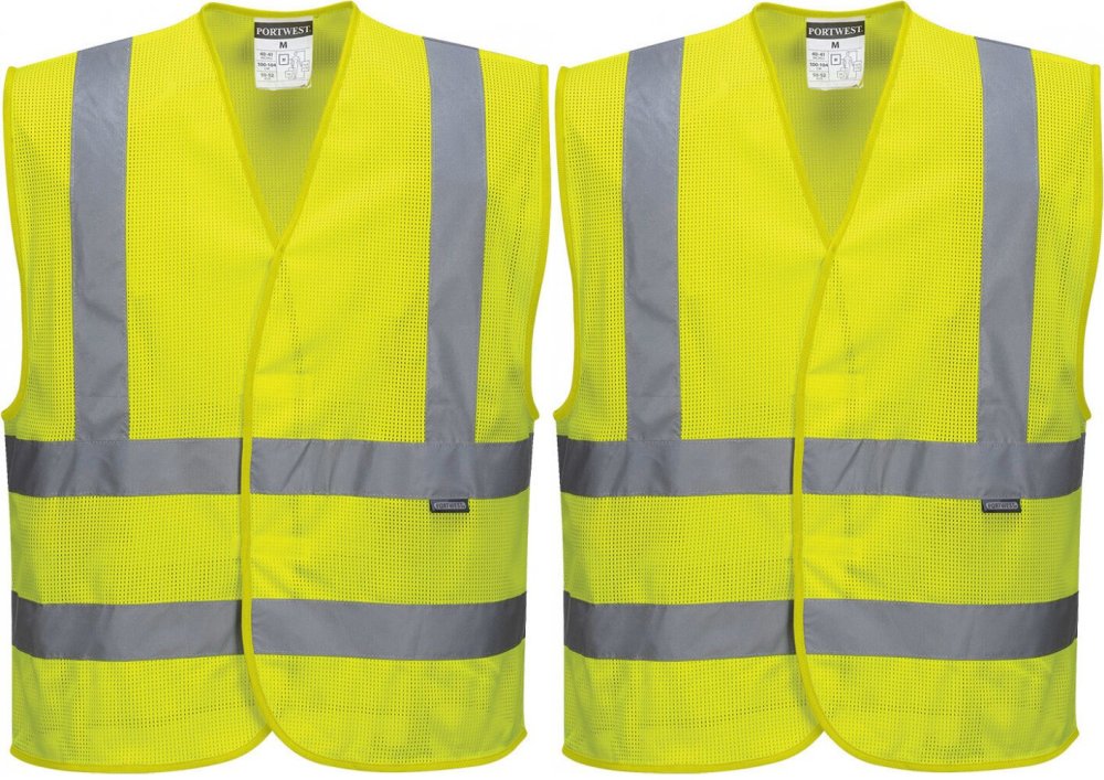 2x Kamizelka odblaskowa Portwest C370, siatkowa, rozmiar S/M, żółty