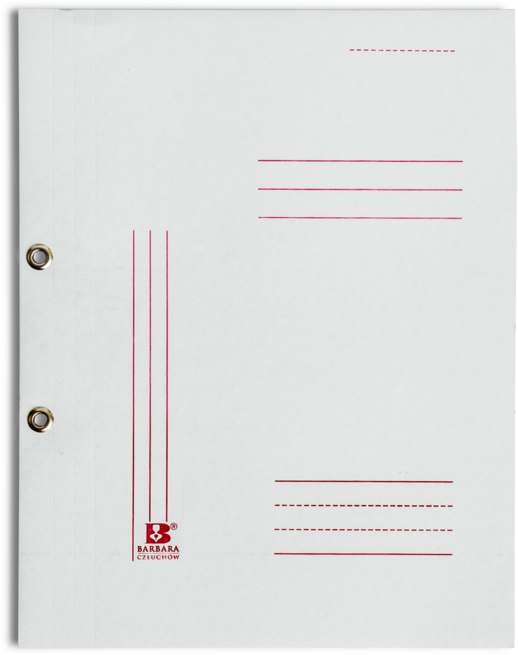 Skoroszyt kartonowy oczkowy Barbara, A4, do 150 kartek, 250g/m2, biały