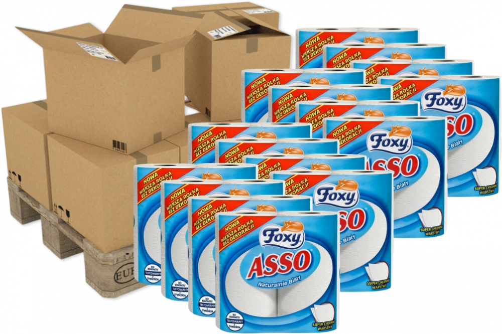 320x Ręcznik papierowy kuchenny Foxy Asso, 2-warstwowy, w roli, 2 rolki, biały