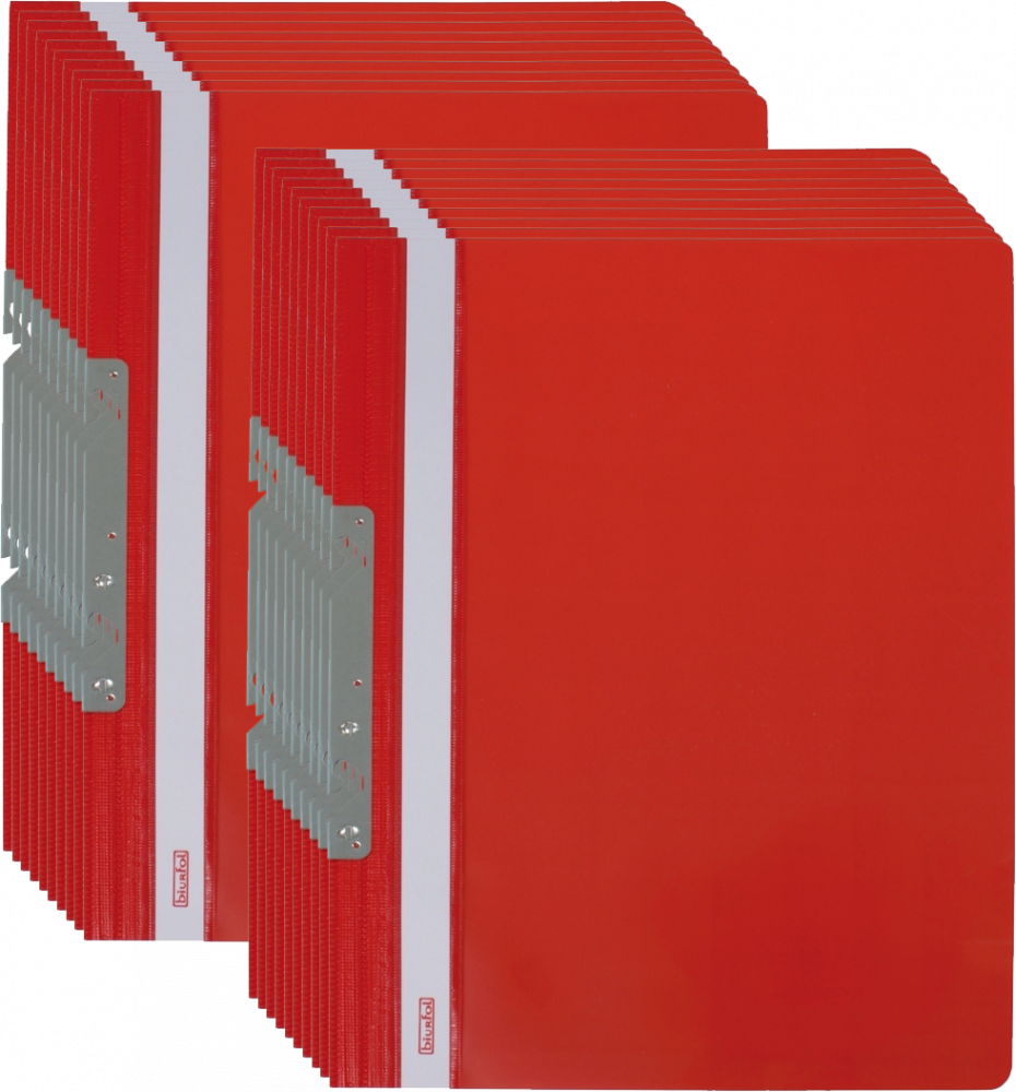 22x Skoroszyt plastikowy hakowy Biurfol, twardy, A4, do 200 kartek, czerwony