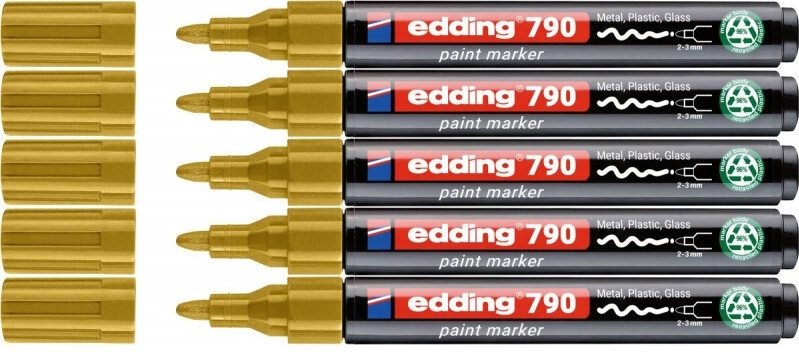 5x Marker olejowy edding e-790 PCR, okrągła, 2-3 mm, złoty