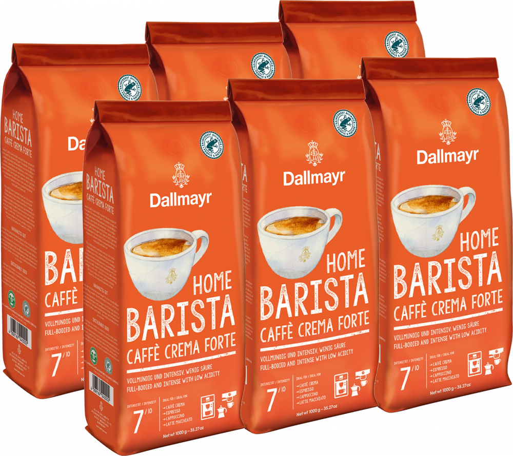 6x Kawa ziarnista Dallmayr Home Barista Crema Forte, 1kg