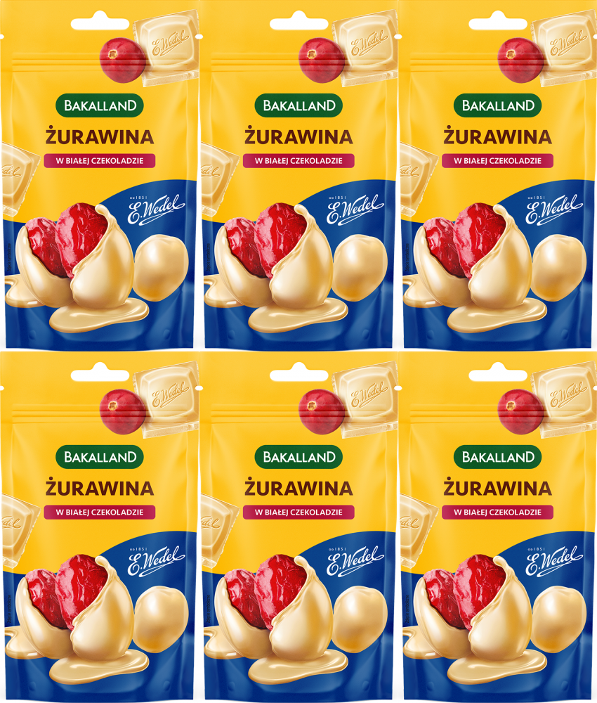 6x Żurawina Bakalland w białej czekoladzie Wedel, 74g