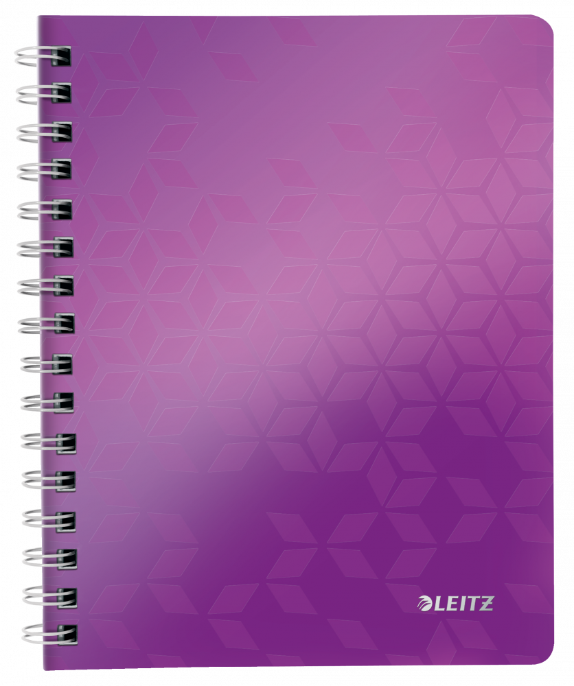 Kołonotatnik Leitz Wow, A5, w kratkę, 80 kartek, okładka PP, fioletowy