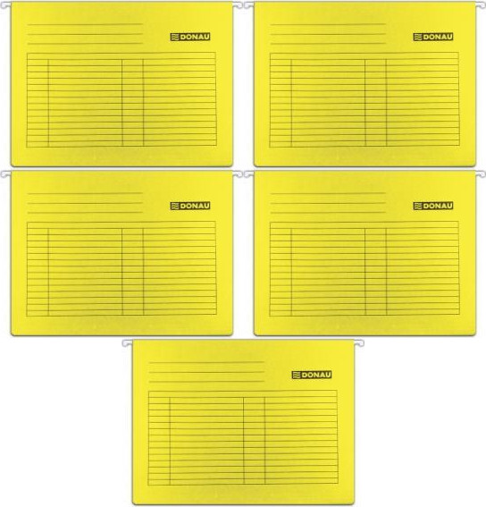 5x Teczka zawieszkowa Donau, A4, 230g/m2, żółty