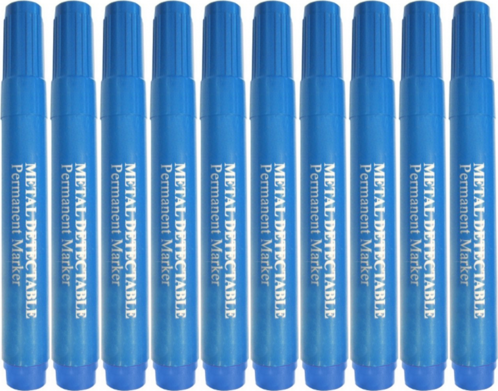10x Marker permanentny wykrywalny Prohaccp, okrągła, obudowa kolor niebieski, wkład czarny