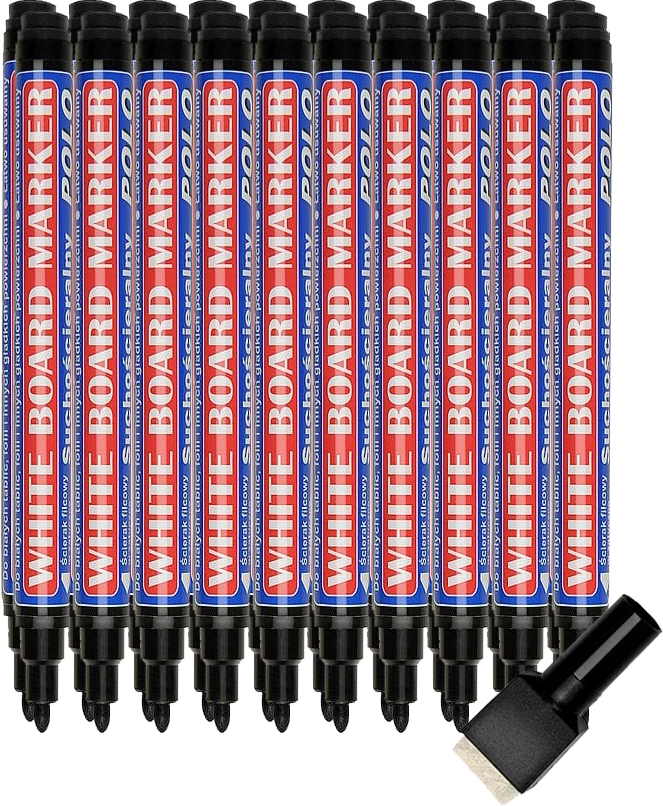 20x Marker suchościeralny Kamet Polo, okrągła, 2 mm, czarny