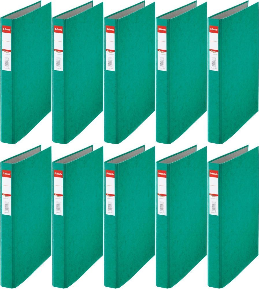 10x Segregator Esselte, A4, szerokość grzbietu 42mm, do 190 kartek, 2 ringi, zielony