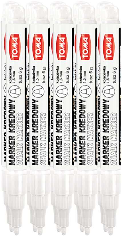 10x Marker kredowy Toma TO-293, okrągła, 1.5mm, 6g, biały