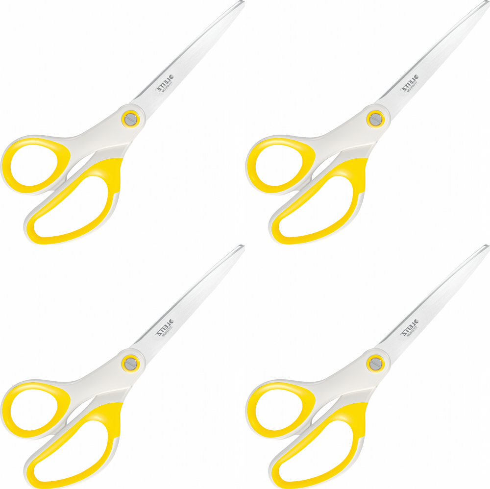 4x Nożyczki tytanowe Leitz Wow, 20.5cm, biało-żółty