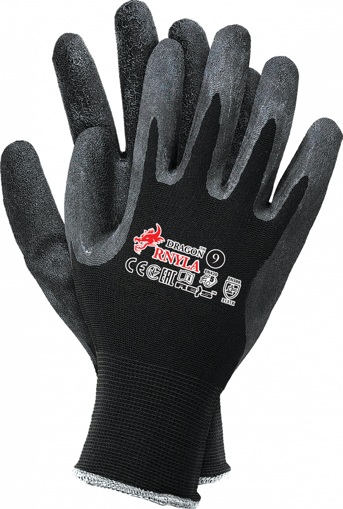 Rękawice robocze Reis Dragon RNYLA B, powlekane, rozmiar 8, czarny