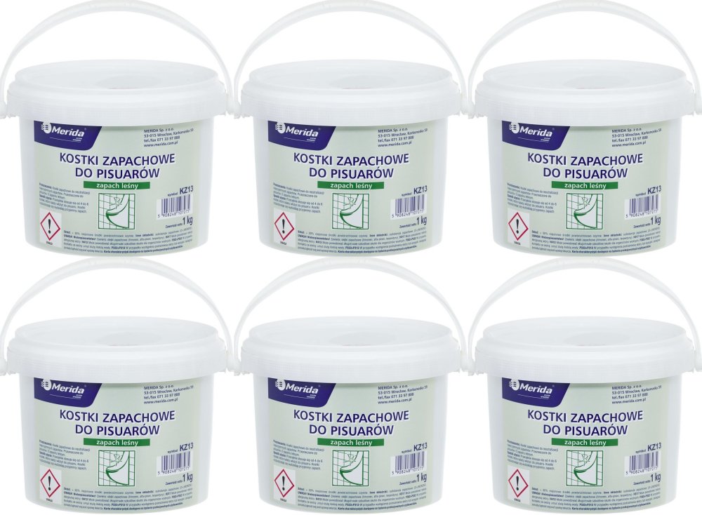 6x Kostki zapachowe do pisuaru Merida, 1kg (ok 35 sztuk), leśny