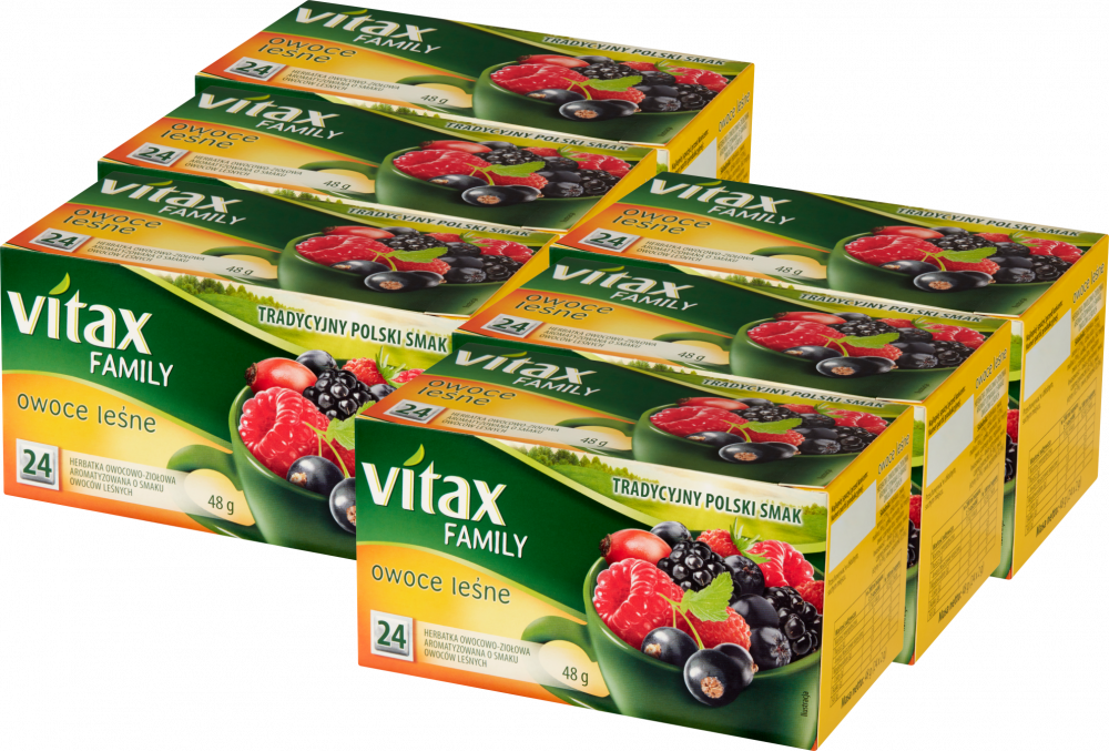 6x Herbata owocowa w torebkach Vitax Family, owoce leśne, 24 sztuk x 2g