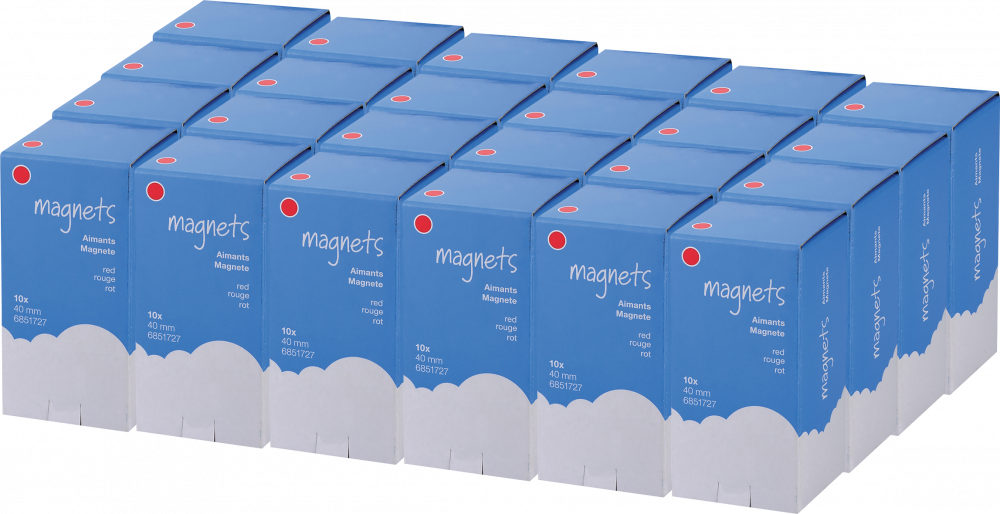 24x Magnesy Viking, 40mm, 10 sztuk, czerwony