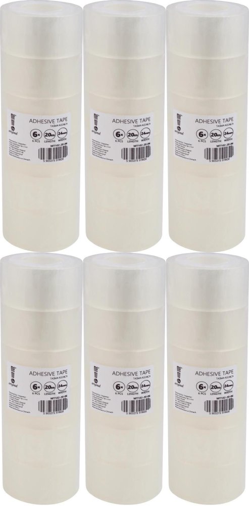 6x Taśma klejąca MemoBe, 24mmx20m, 6 sztuk, przezroczysty