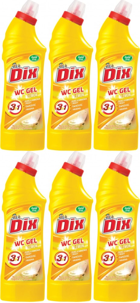 6x Żel do czyszczenia WC Gold Drop Dix, cytrynowy, 0.75l