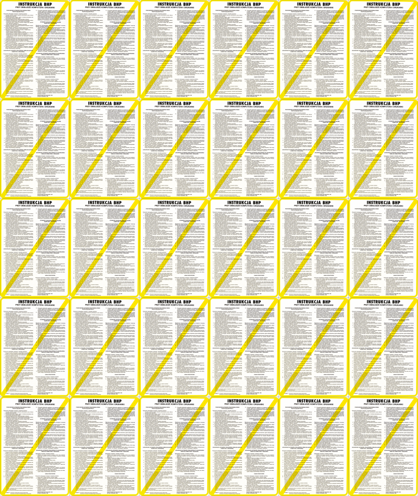 50x Tabliczka informacyjna Instrukcja BHP na stanowisku pracy z komputerem i drukarką Anro, 25x35cm