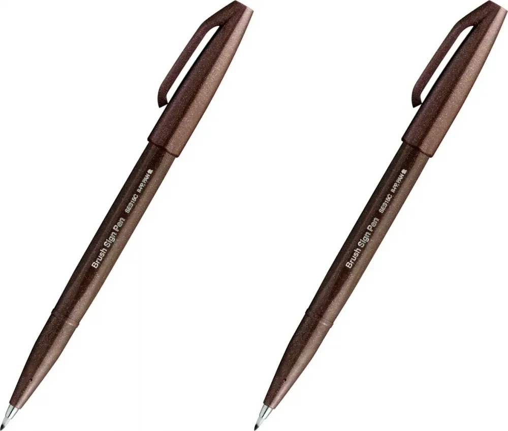 2x Pisak pędzelkowy do kaligrafii Pentel Brush Sign Pen SES15C, 2.07mm, brązowy ciemny