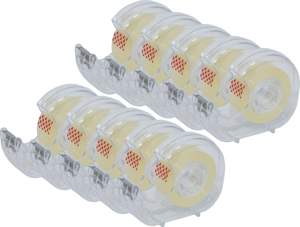 10x Taśma klejąca D.Rect, z podajnikiem, 19mmx33m, przezroczysty