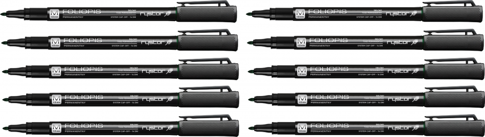 10x Foliopis Rystor, FM, okrągła, 1mm, zielony