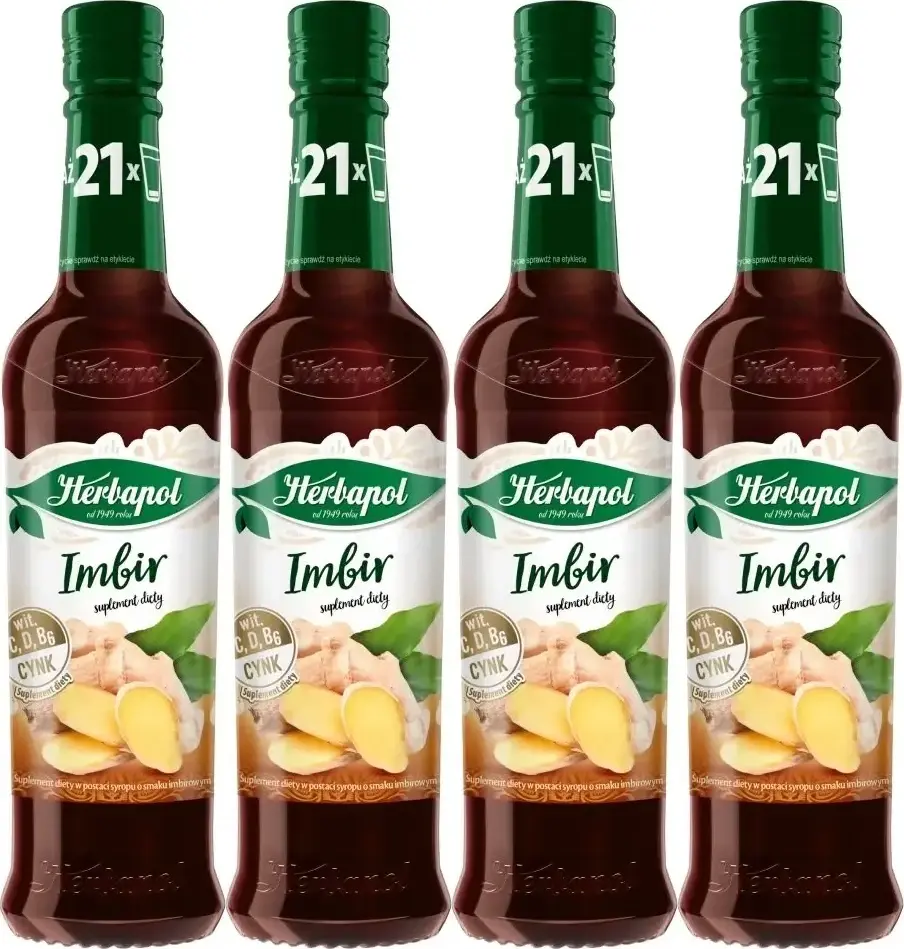 4x Syrop Herbapol Owocowa Spiżarnia, imbir, 420ml