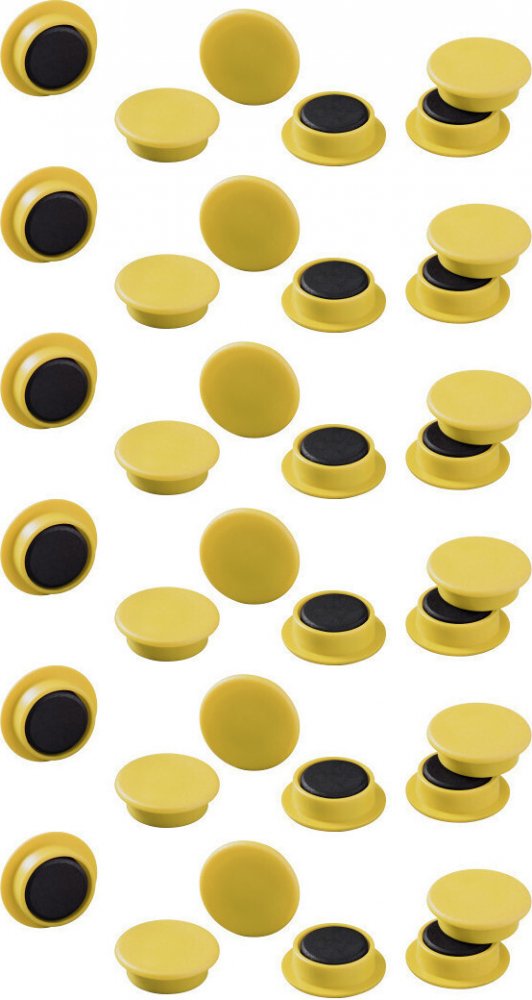 6x Magnesy do tablic Durable, 21mm, 20 sztuk, żółty