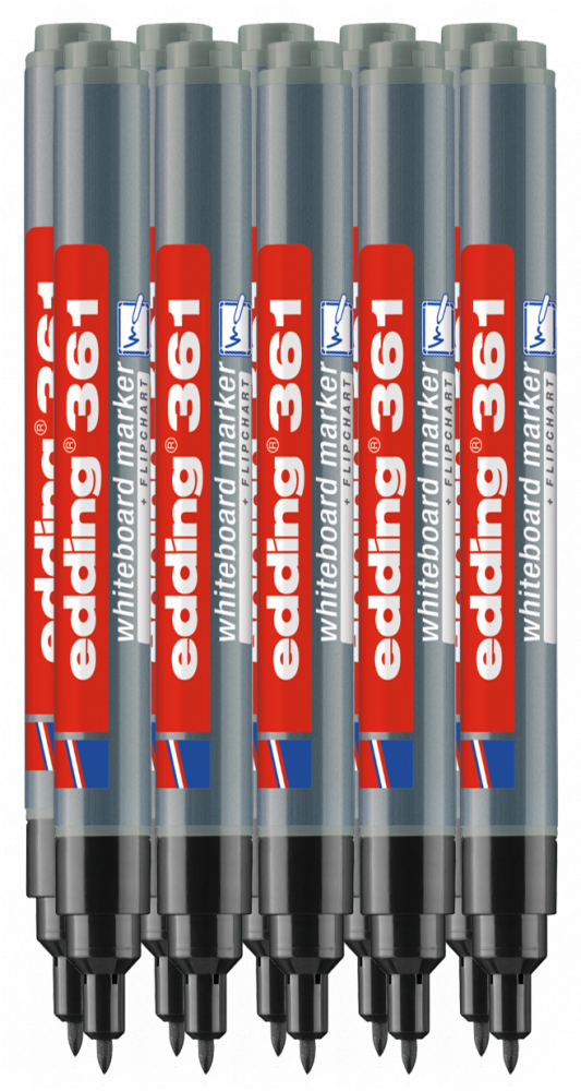 10x Marker suchościeralny edding 361, okrągła, 1mm, czarny
