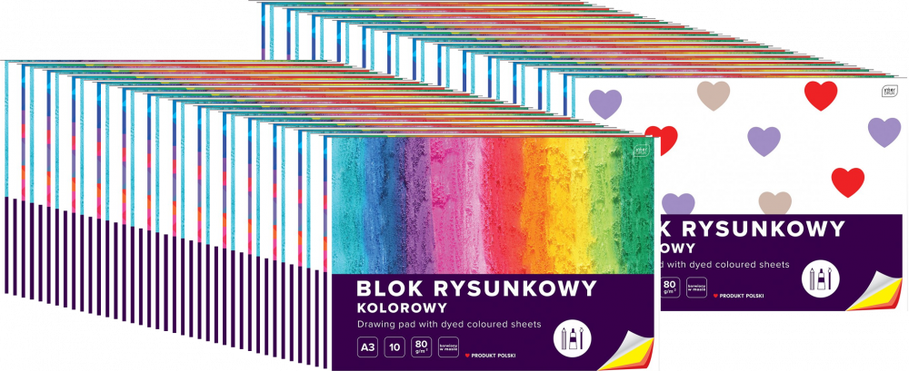 80x Blok rysunkowy Interdruk, A3, 10 kartek, kolorowy, mix wzorów