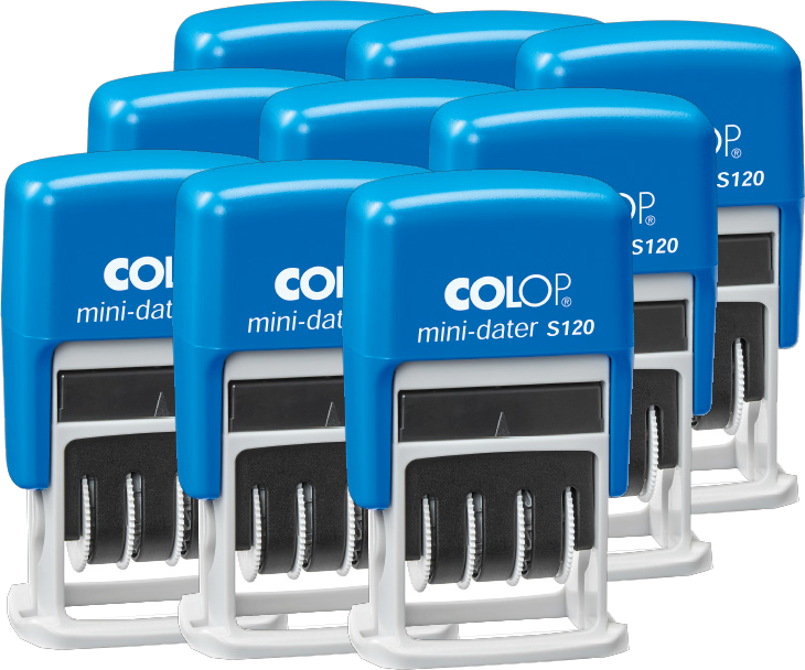 9x Datownik Colop, mini dater S120, wersja angielska, wkład czarny