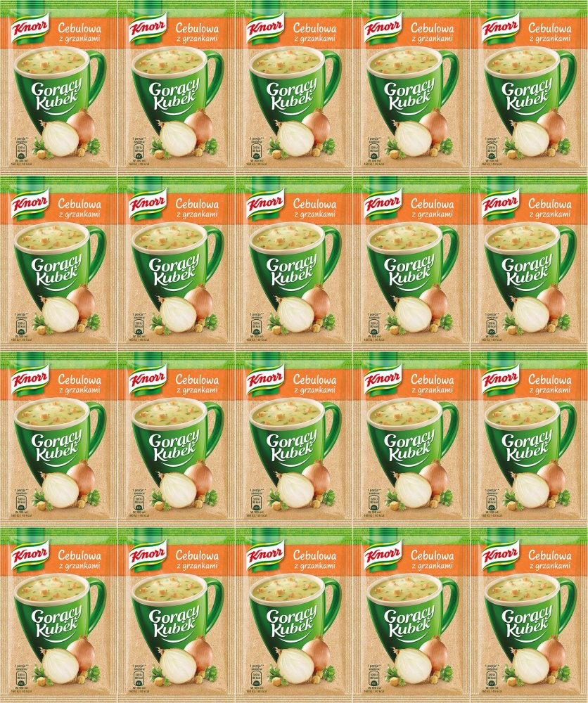20x Zupa Knorr Gorący Kubek, cebulowa z grzankami, 17g