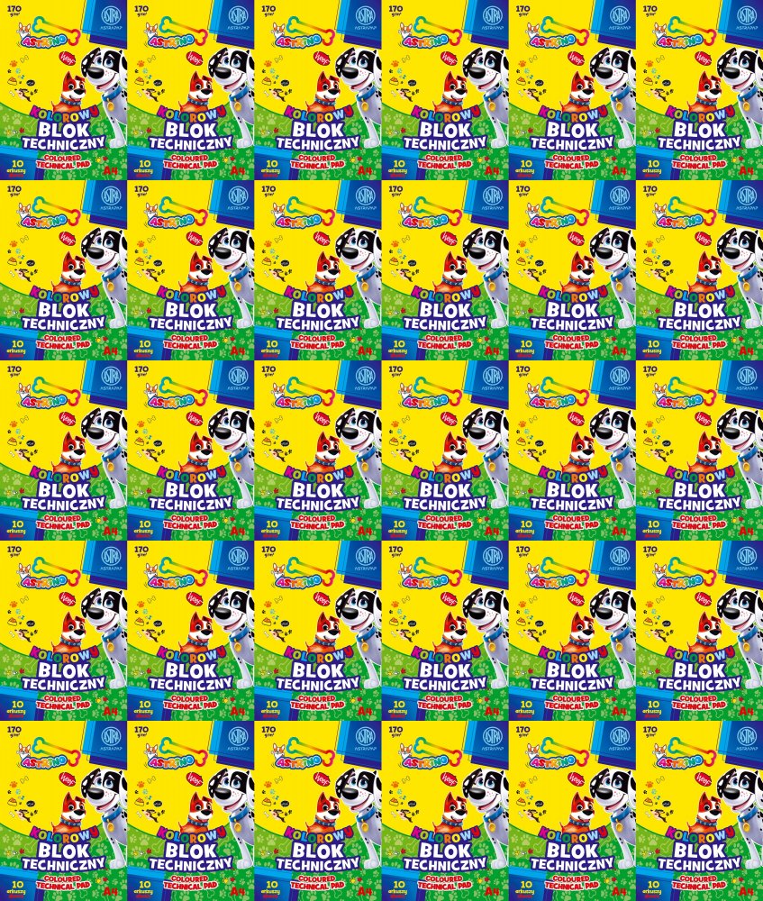 40x Blok techniczny Astra Astrino, A4, 170g, 10 kartek, kolorowy