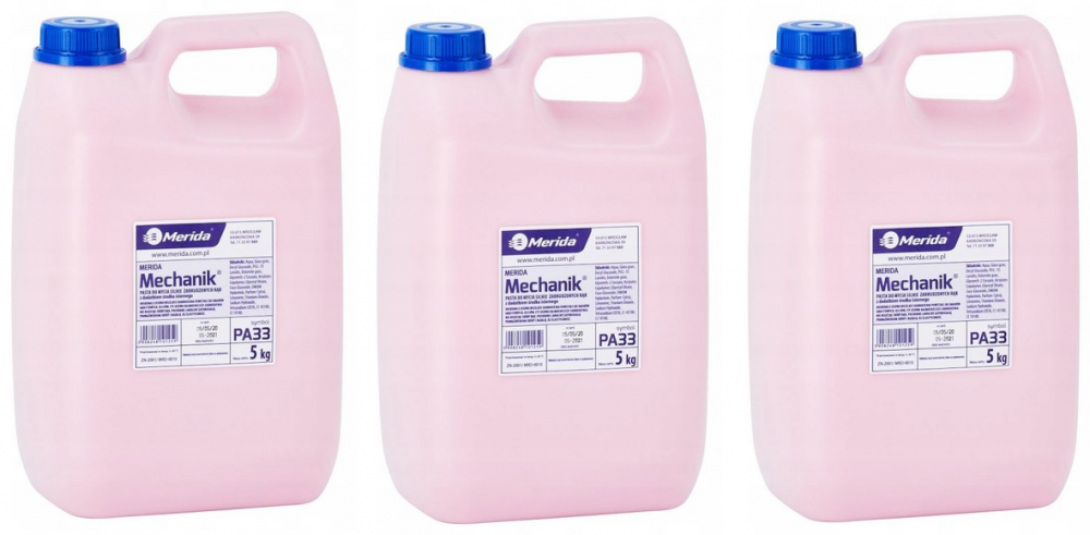 3x Pasta do mycia rąk Merida Mechanik, 5l, cytrynowy