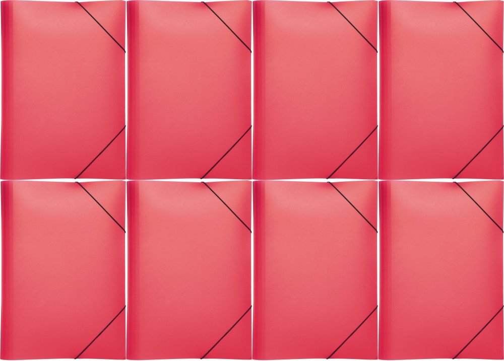 8x Teczka plastikowa z gumką Pagna, A4, 3 skrzydłowa, czerwony