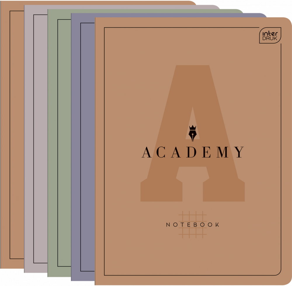 5x Zeszyt w kratkę Interdruk Academy, A5, 32 kartki, mix kolorów